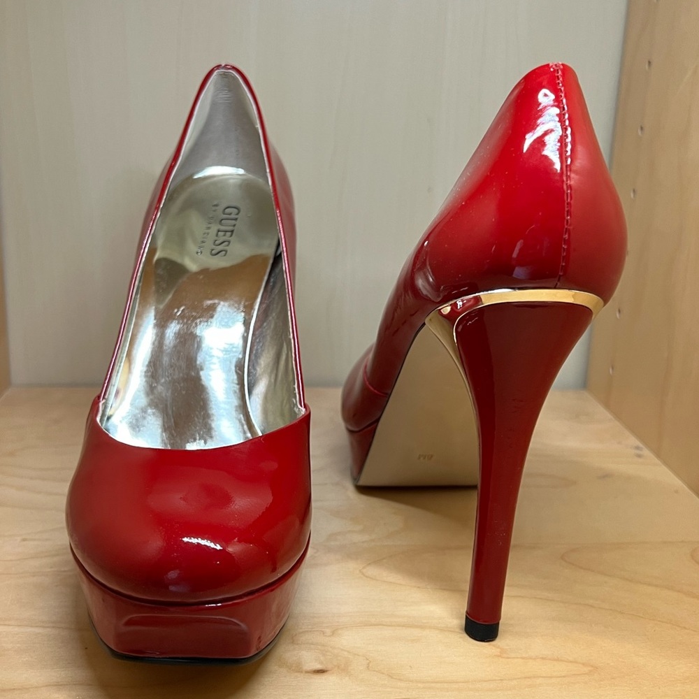 Guess red and gold high heels